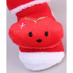 Cute Walk by Babyhug Fabric Socks With Tomato Applique - Red