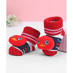 Cute Walk by Babyhug Designed Socks With Bunny Applique - Red