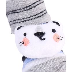 Cute Walk by Babyhug Striped Fabric Socks With Cat Applique - Grey