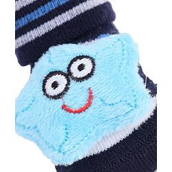 Cute Walk by Babyhug Striped Fabric Socks With Star Applique - Black
