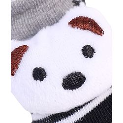 Cute Walk by Babyhug Striped Fabric Socks With Animal Applique - Grey