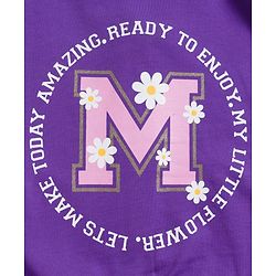Babyhug Cotton Knit Full Sleeves Bomber Jacket With Text Print - Purple & White