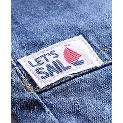 Babyhug Denim Mid Thigh Shorts With Stretch & Nautical Theme Patch - Blue