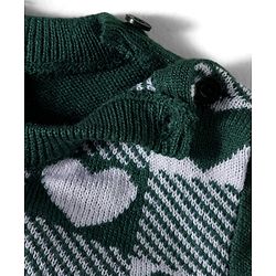 Babyhug Knit Full Sleeves Sweater Set With Heart Design - Green