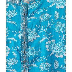 Babyhug Cotton Woven Full Sleeves Kurta & Dhoti Set with Floral Print - Light Blue & White