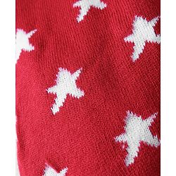 Babyhug Sweater Knit Full Length Woolen Bottom With Star Print - Red