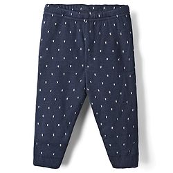 Babyhug Sweater Knit Full Length Woollen Pant With Polka Dots Design - Navy blue