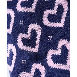 Babyhug Sweater Knit Full Length Woollen Bottom With Heart Print - Navy Blue