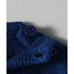 Babyhug Knit Full Sleeves Pullover Sweater Set with Tiger Patch & Color Block Detailing - Navy Blue White & Yellow