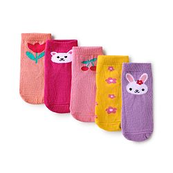 Cute Walk By Babyhug Knit Ankle Length Antibacterial Anti Skid Socks with Stripes & Paw Design Pack of 3 - Light Blue & White