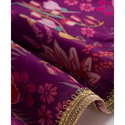 Babyhug Woven Half Sleeves Digital Printed With Embroidered Choli Lehenga & Dupatta Set - Purple