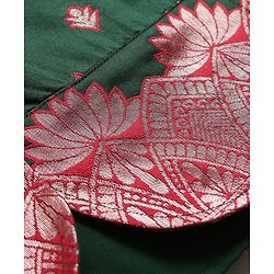 Babyhug Woven Three Forth Sleeve Floral Embroidered Brocade Long Top With Pant Set - Dark Green