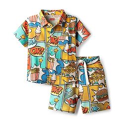 Babyhug Single Jersey Knit Half Sleeves Printed Shirt & Shorts Co-Ord Set - Multicolor