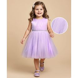 Babyhug Disney Sleeveless Party Dress With Disney Princess Applique Graphics And Ombre Effect - Pink & Light Blue main image 0