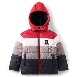 Babyhug Full Sleeves Cut & Sew Desiged Padded Jacket with Detachable Hood - Red