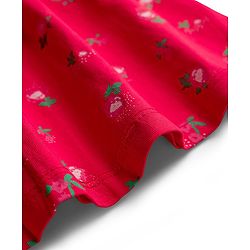 Babyhug Single Jersey Knit Frill Sleeves Frock with Floral Print & Bow Applique - Red