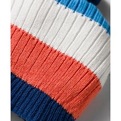Babyhug Woollen Caps & Mitten Set with Stripes Navy Blue White - Diameter 12 cm