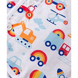 Babyhug 100% Cotton Woven Sleeveless Front Open Jhabla with Stripe & Car Print Pack of 3 - Multicolor