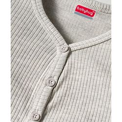 Babyhug Knit Full Sleeves Solid Color Thermal Inner Wear Set - Light Grey