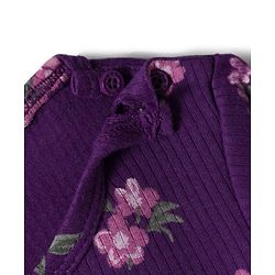 Babyhug Knit Full Sleeves Co-ords Pullover Thermal Wear Set with Floral Print - Purple