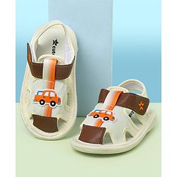 Cute Walk by Babyhug Sandals With Velcro Closure & Vehicle Print - Dark Brown
