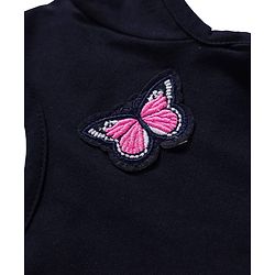 Babyhug Single Jersey Knit Half Sleeves Printed Frock with Butterfly Patch - Multicolor
