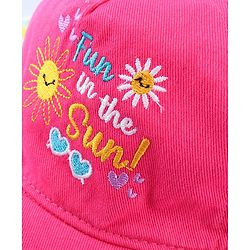 Babyhug Cotton Woven Cap With Text Embriodery Pink - Diameter 15 cm