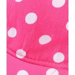 Babyhug Cotton Woven Cap With Polka Dot Print Pink - Diameter 17 cm
