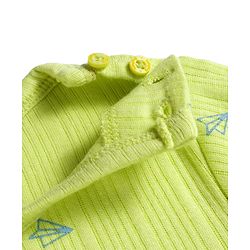 Babyhug Knit Full Sleeves Pullover & Sleeveless Thermal Vest & Pant Set with Origami Plane Print - Green