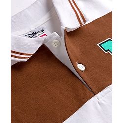 Babyhug Disney Terry Knit Full Sleeve Drop Shoulder T-Shirt with Front and Back Mickey Mouse Graphics - Brown & White