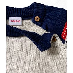 Babyhug Cotton Knit Full Raglan Sleeves Sweater Set with Fair Isle Design & Cap - Navy Blue