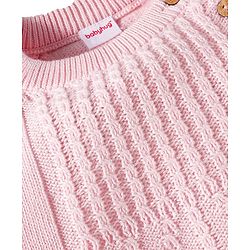 Babyhug Cotton Knit Full Sleeves Pullover Sweater Set with Cap & Cable Knit Design - Pink
