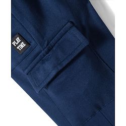 Babyhug French Terry Knit Full Length Lounge Pant with Patch - Navy Blue