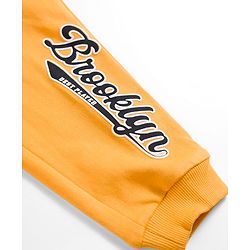 Babyhug French Terry Knit Full Length Lounge Pant With Text Print - Yellow