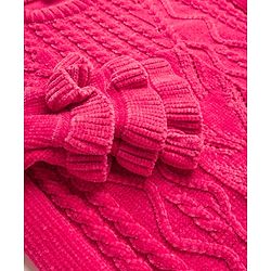 Babyhug Knit Full Sleeves Pullover Sweater with Cable Knit Design & Frill Detailing - Dark Pink