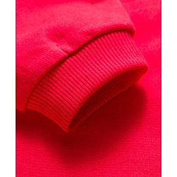 Babyhug Cotton Knit Full Sleeves Sweatshirt with Peter Pan Collar Floral Embroidery & Kangaroo Pocket - Red