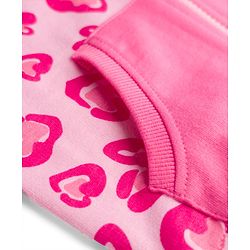 Babyhug Cotton Knit Full Sleeves Hooded Sweatjacket With Heart Print & Kangaroo Pockets - Pink