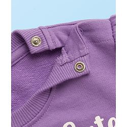 Babyhug Cotton Knit Full Sleeves Overlapped Sweatshirt With Teddy Bear Applique - Purple