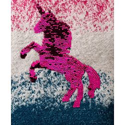 Babyhug Knit Full Sleeves Pullover Sweater with Reversible Unicorn Sequin Design - Multicolor