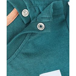 Babyhug Single Jersey Knit Half Sleeves T-Shirt and Shorts Set With Teddy Print - Dark Green