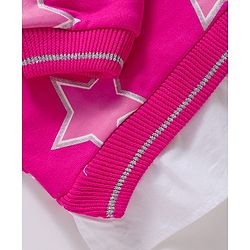 Babyhug Cotton Knit Full Sleeves Sweatshirt With Foil Star Print - Dark Pink