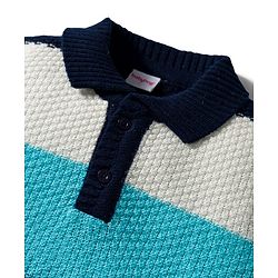 Babyhug Knitted Full Sleeves Pullover Sweater Set With Color Block Design - Multicolor