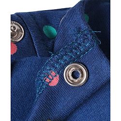 Babyhug Cotton Knit Full Sleeves Co-ords Night Suit with Polka Dot Print - Navy Blue