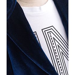 Babyhug Velour Knit Full Sleeves T-Shirt Trouser & Blazer Set with Believe in Yourself Print - Blue White & Grey