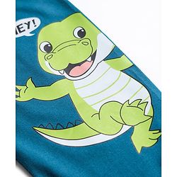 Babyhug Cotton Knit Full Length Dino & Text Printed Lounge Pants Pack Of 2 - Teal Blue & Lime Green
