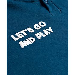 Babyhug Fleece Knit Full Sleeves Hooded Sweatshirt With Teddy Bear Patch - Teal Blue