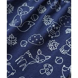 Babyhug Cotton Knit Full Length Lounge Pants with Animal Print - Navy Blue