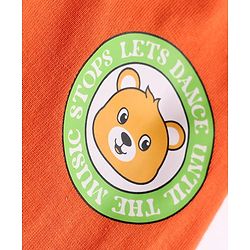Babyhug Cotton Knit Full Length Lounge Pants with Bear Print & Tape Detailing Pack of 3 - Blue Green & Orange