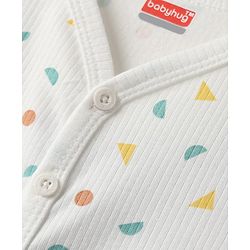 Babyhug Cotton Knit Full Sleeves Thermal Vests & Pant Set with Geometric Print - Offwhite