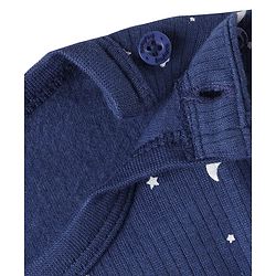 Babyhug Cotton Knit Full Sleeves Star Printed Thermal Wear Set With Vest - Navy Blue